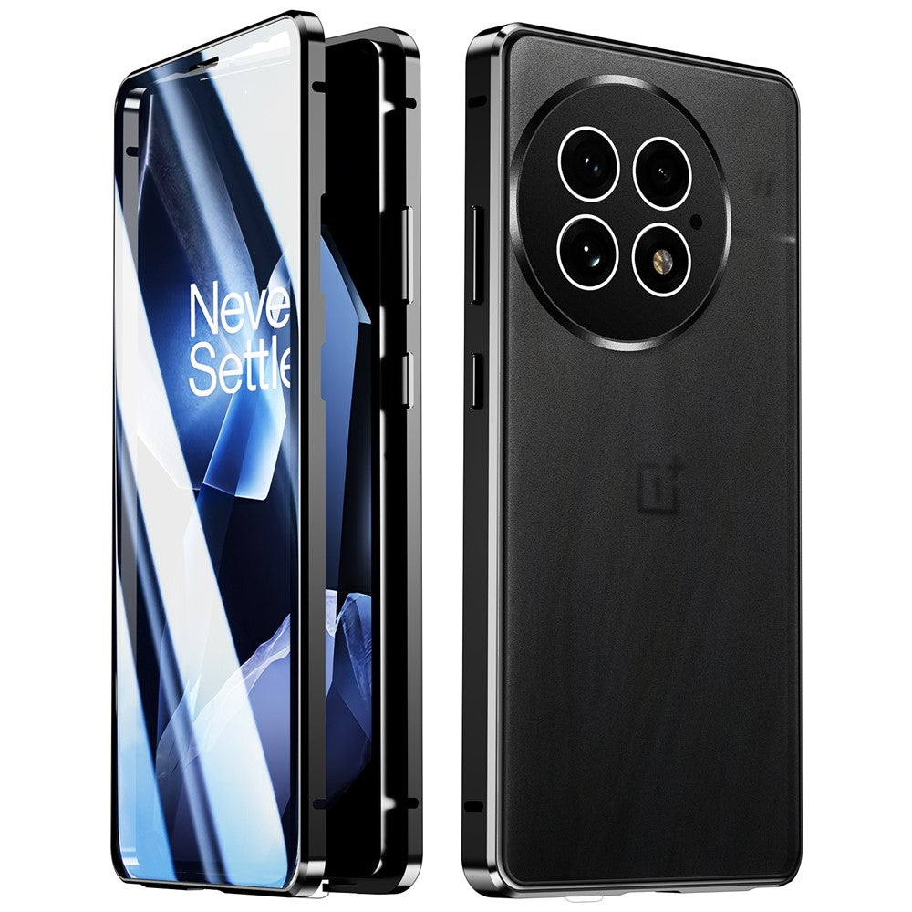 For-OnePlus-13-Case-Double-Sides-Tempered-Glass-Full-Protection-Phone-Cover-with-Magnetic-Metal-Frame-Black