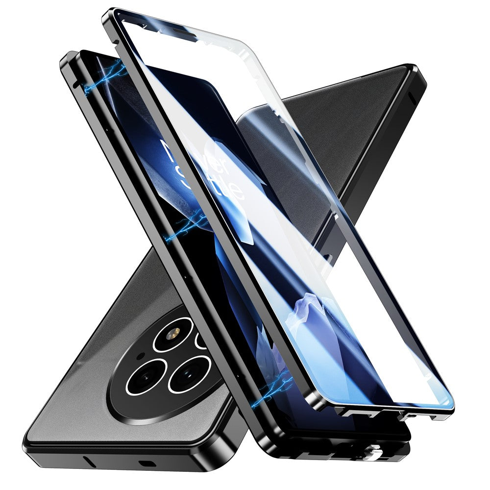 For-OnePlus-13-Case-Double-Sides-Tempered-Glass-Full-Protection-Phone-Cover-with-Magnetic-Metal-Frame-Black