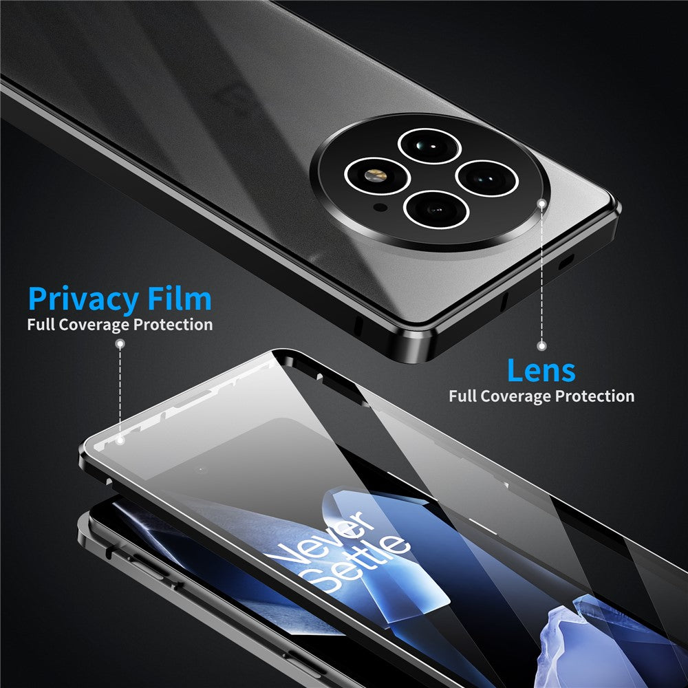 For-OnePlus-13-Case-Double-Sides-Tempered-Glass-Full-Protection-Phone-Cover-with-Magnetic-Metal-Frame-Black