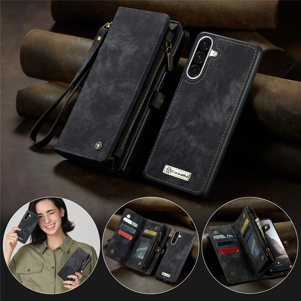 CASEME-008-For-Samsung-Galaxy-A56-5G-Phone-Cases-Leather-Cover-with-Detachable-Wallet-and-Strap-Black