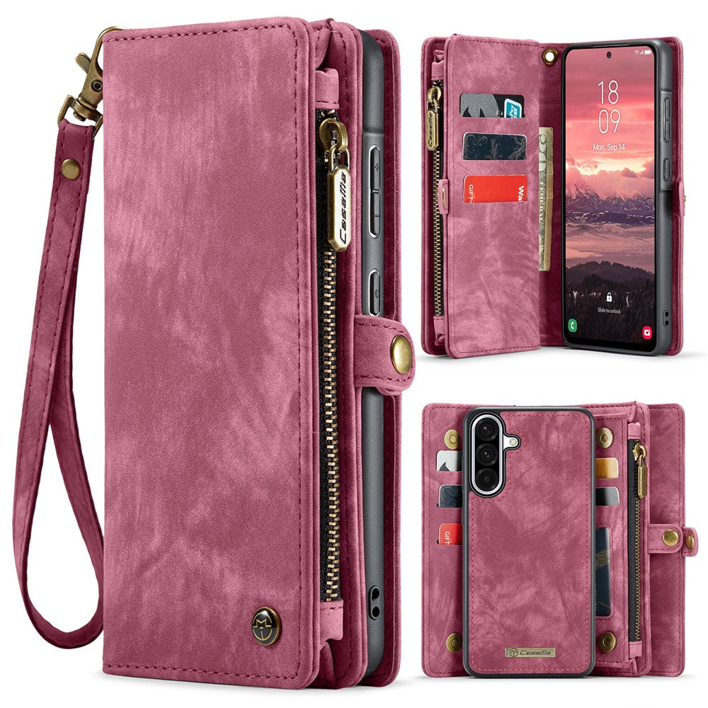CASEME-008-For-Samsung-Galaxy-A56-5G-Phone-Cases-Leather-Cover-with-Detachable-Wallet-and-Strap-Red