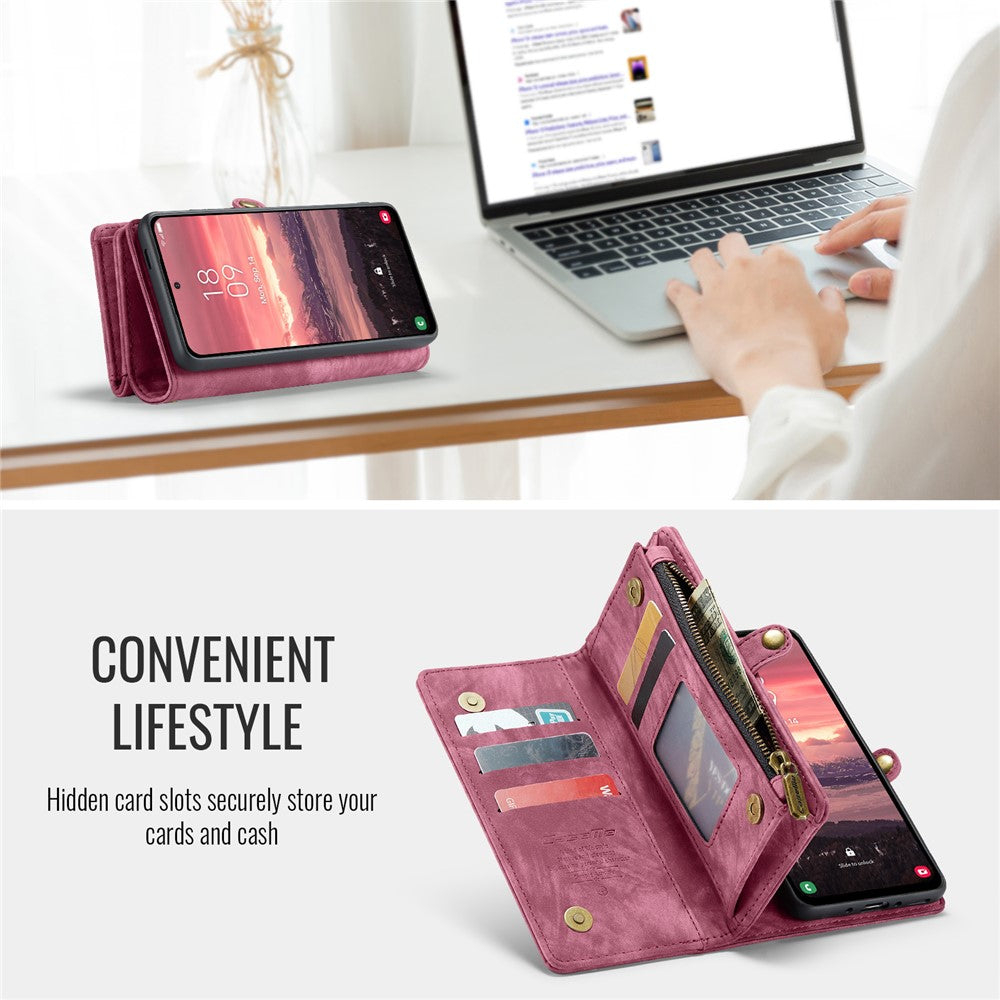 CASEME-008-For-Samsung-Galaxy-A56-5G-Phone-Cases-Leather-Cover-with-Detachable-Wallet-and-Strap-Red