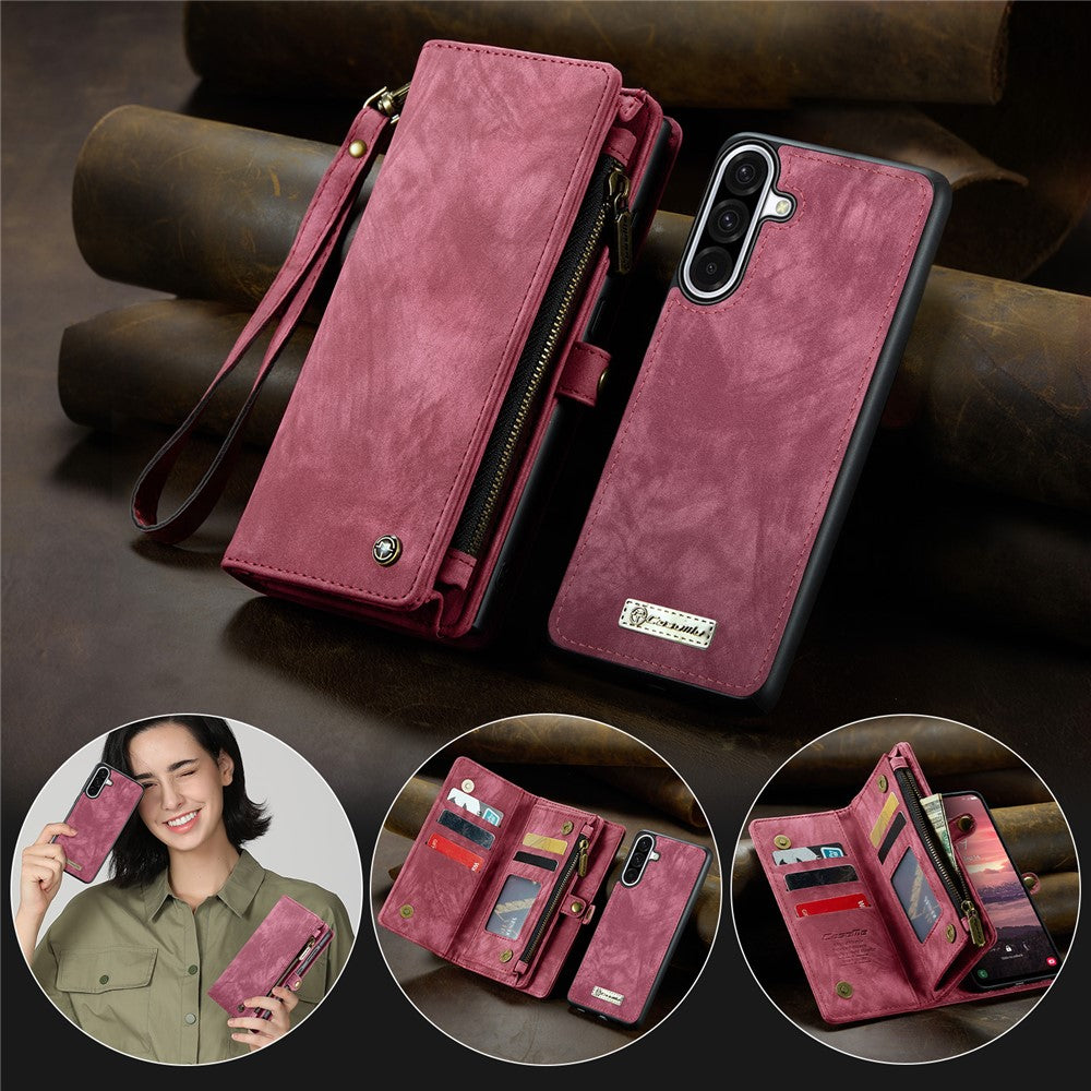 CASEME-008-For-Samsung-Galaxy-A56-5G-Phone-Cases-Leather-Cover-with-Detachable-Wallet-and-Strap-Red