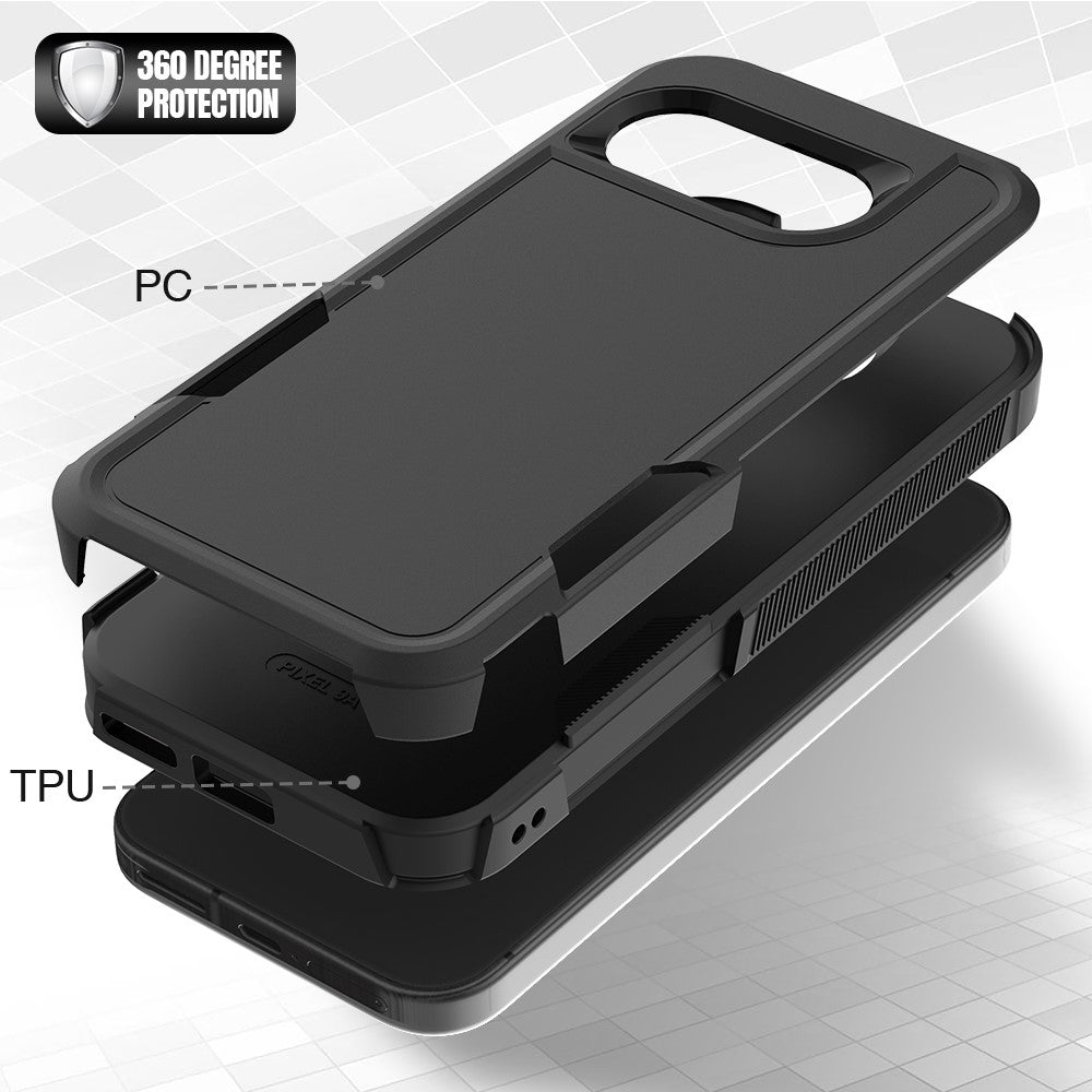 For-Google-Pixel-9a-Case-2-in-1-PC-+-TPU-Shockproof-Phone-Cover-Black