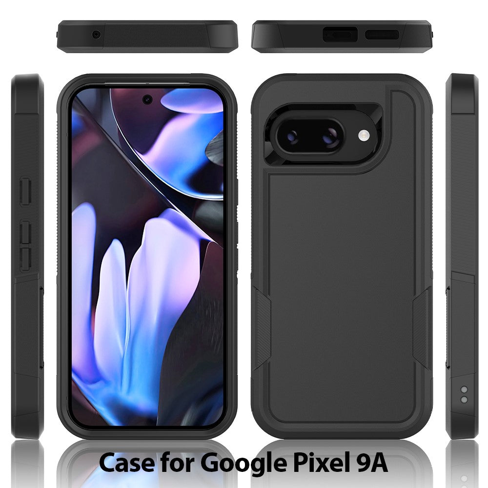 For-Google-Pixel-9a-Case-2-in-1-PC-+-TPU-Shockproof-Phone-Cover-Black