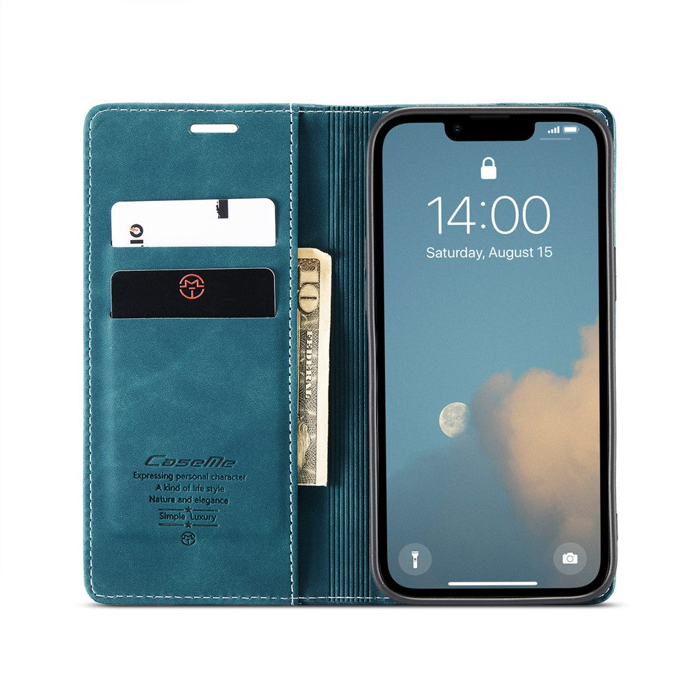 For-iPhone-16e-Wallet-Case-CASEME-013-Series-PU-Leather-Phone-Cover-Stand-Blue