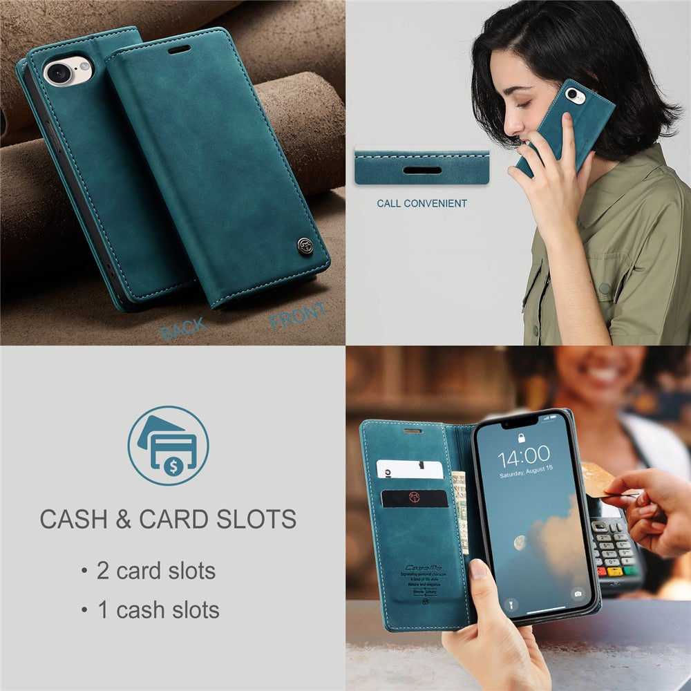 For-iPhone-16e-Wallet-Case-CASEME-013-Series-PU-Leather-Phone-Cover-Stand-Blue