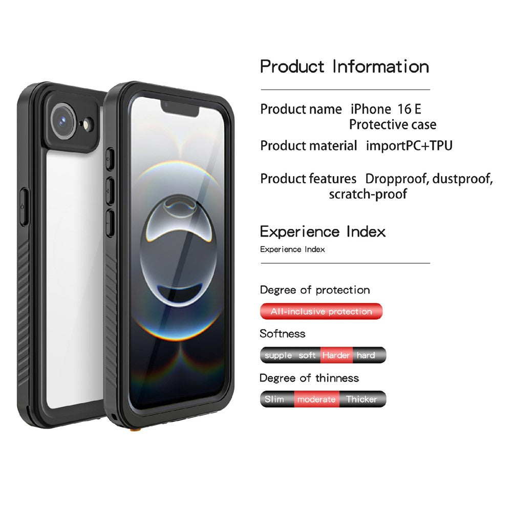 REDPEPPER-FS-/-FM-Series-For-iPhone-16e-Waterproof-Case-IP68-Shockproof-Phone-Cover-Black
