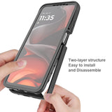 Clear-Case-for-Motorola-Moto-E15-4G-/-G15-4G-/-G05-4G-PC-+-TPU-Phone-Back-Cover-with-PET-Screen-Film-Black