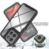 Clear-Case-for-Motorola-Moto-E15-4G-/-G15-4G-/-G05-4G-PC-+-TPU-Phone-Back-Cover-with-PET-Screen-Film-Black