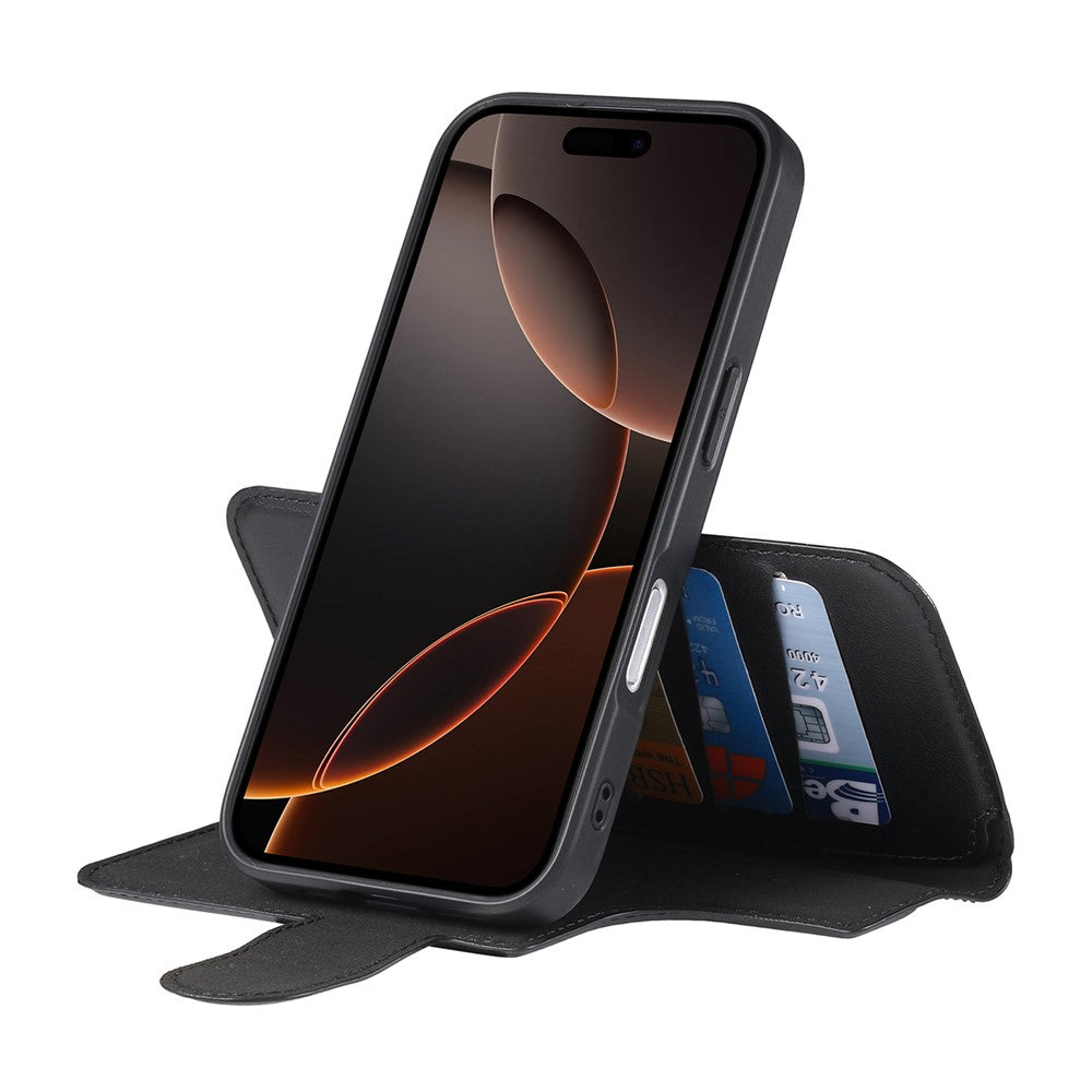 CASENEO-For-iPhone-16-Pro-Magnetic-Case-RFID-Blocking-Wallet-Detachable-Leather-Phone-Cover-with-Wristband-Black