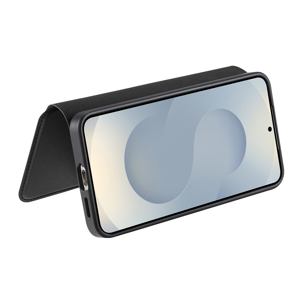 CASENEO-For-Samsung-Galaxy-S25-Magnetic-Case-RFID-Blocking-Wallet-Detachable-Leather-Phone-Cover-with-Wristband-Black