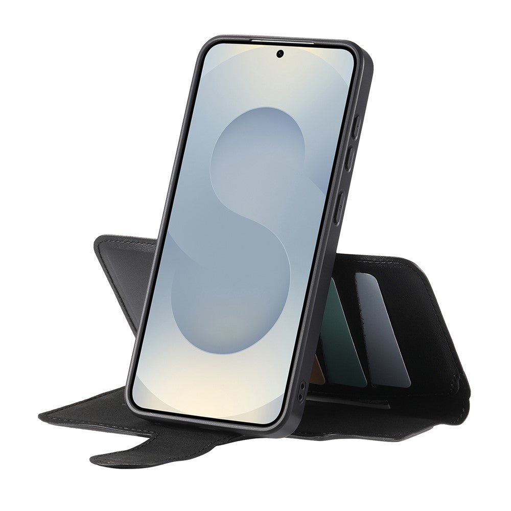 CASENEO-For-Samsung-Galaxy-S25-Magnetic-Case-RFID-Blocking-Wallet-Detachable-Leather-Phone-Cover-with-Wristband-Black