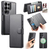 CASENEO-For-Samsung-Galaxy-S25-Ultra-Magnetic-Case-RFID-Blocking-Wallet-Detachable-Leather-Phone-Cover-with-Wristband-Black