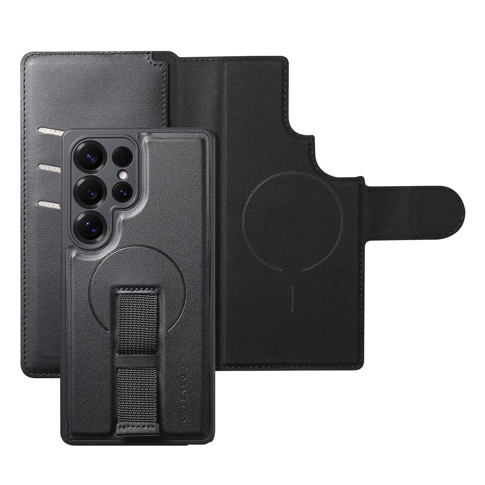 CASENEO-For-Samsung-Galaxy-S25-Ultra-Magnetic-Case-RFID-Blocking-Wallet-Detachable-Leather-Phone-Cover-with-Wristband-Black