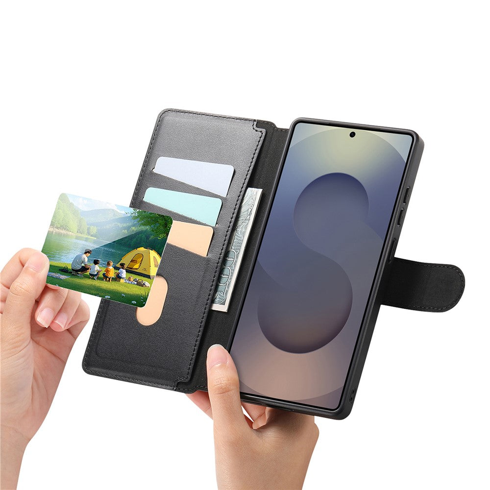 CASENEO-For-Samsung-Galaxy-S25-Ultra-Magnetic-Case-RFID-Blocking-Wallet-Detachable-Leather-Phone-Cover-with-Wristband-Black