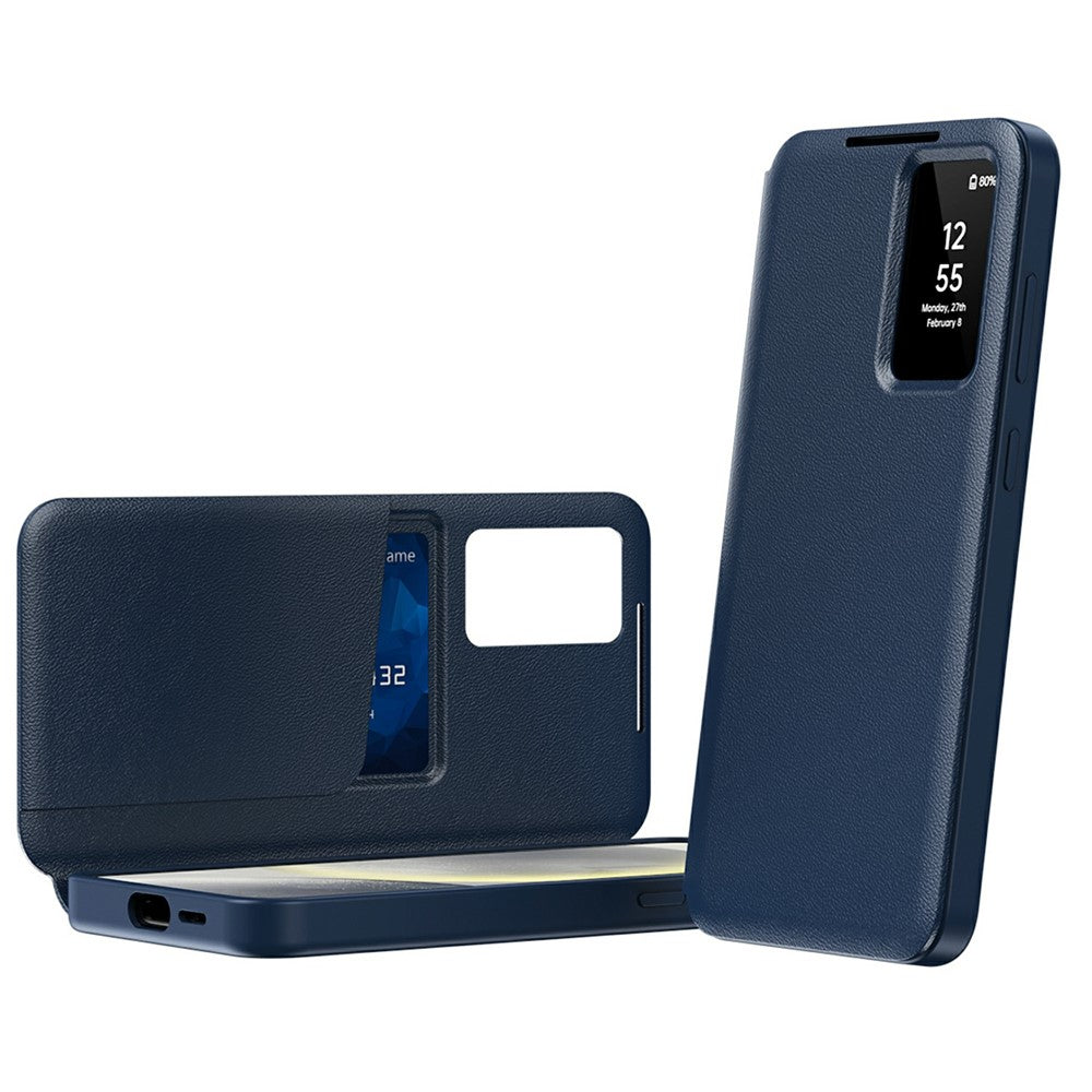 For-Samsung-Galaxy-S25-Edge-Case-with-Card-Holder-Smart-View-Window-Leather-Phone-Cover-Sapphire
