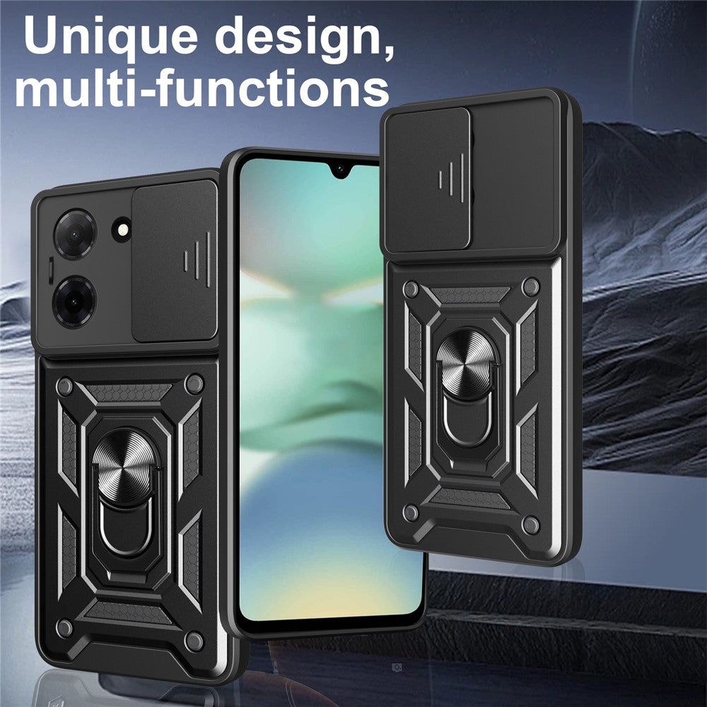 For-Xiaomi-Redmi-A5-NFC-(EU)-(173.45mm)-Case-with-Slide-Camera-Lid-PC-+-TPU-Kickstand-Phone-Cover-Black