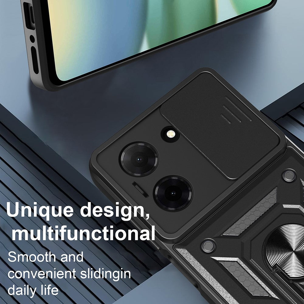 For-Xiaomi-Redmi-A5-NFC-(EU)-(173.45mm)-Case-with-Slide-Camera-Lid-PC-+-TPU-Kickstand-Phone-Cover-Black