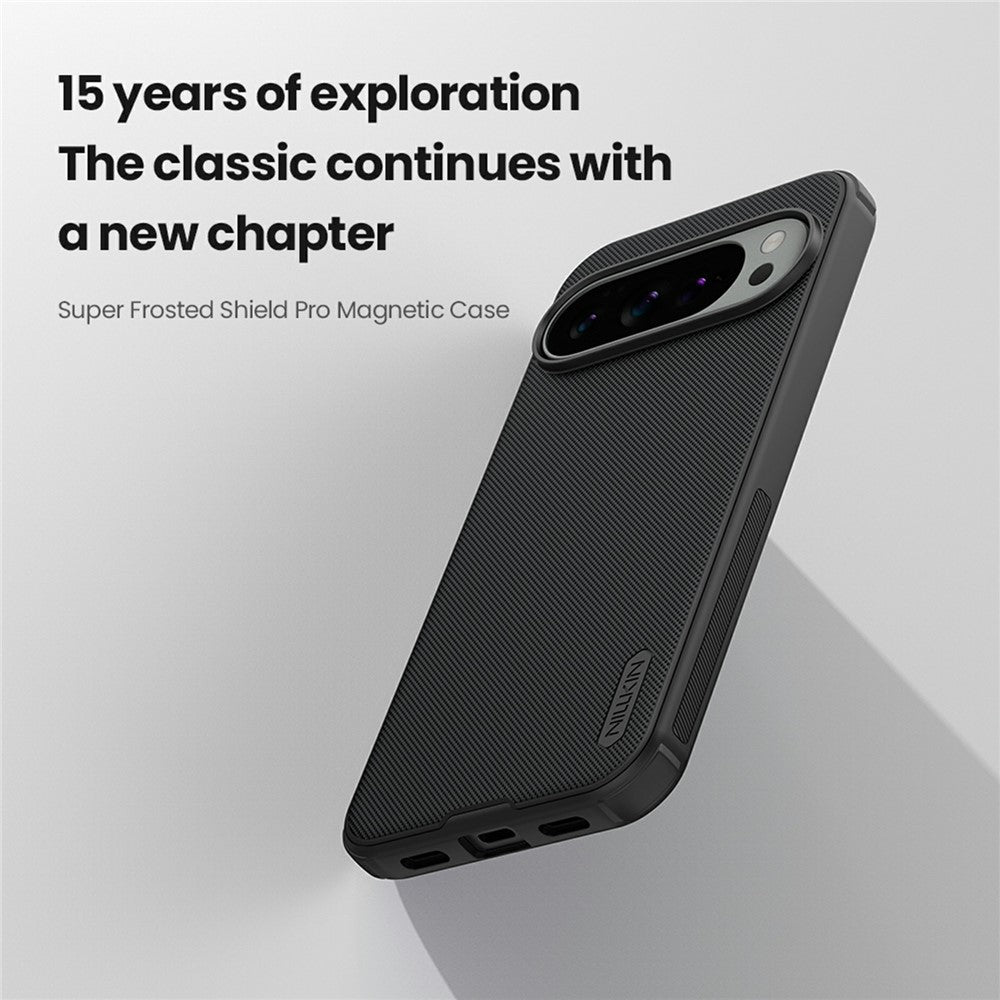 NILLKIN-Frosted-Shield-Pro-for-Google-Pixel-10-Pro-XL-Case-Compatible-with-MagSafe-PC-+-TPU-Phone-Cover-Black