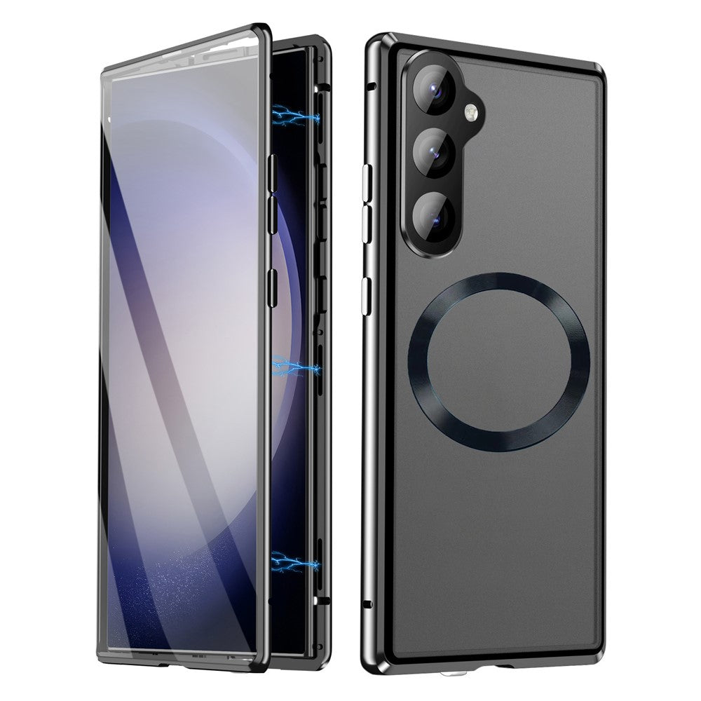 For-Samsung-Galaxy-S25-/-S24-Case-Compatible-with-MagSafe-Magnetic-Adsorption-Phone-Cover-with-HD-Tempered-Glass-Film-Black