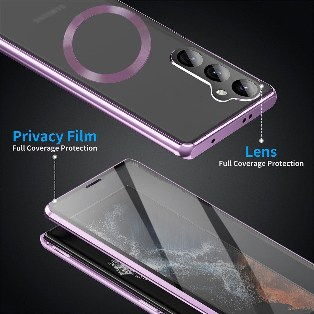 For-Samsung-Galaxy-S25-/-S24-Case-Compatible-with-MagSafe-Magnetic-Adsorption-Phone-Cover-with-HD-Tempered-Glass-Film-Black