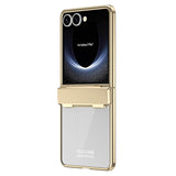 For-Samsung-Galaxy-Z-Flip7-5G-Case-Electroplating-PC-Folding-Phone-Cover-with-Screen-Protector-Gold