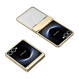 For-Samsung-Galaxy-Z-Flip7-5G-Case-Electroplating-PC-Folding-Phone-Cover-with-Screen-Protector-Gold