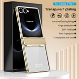 For-Samsung-Galaxy-Z-Flip7-5G-Case-Electroplating-PC-Folding-Phone-Cover-with-Screen-Protector-Gold