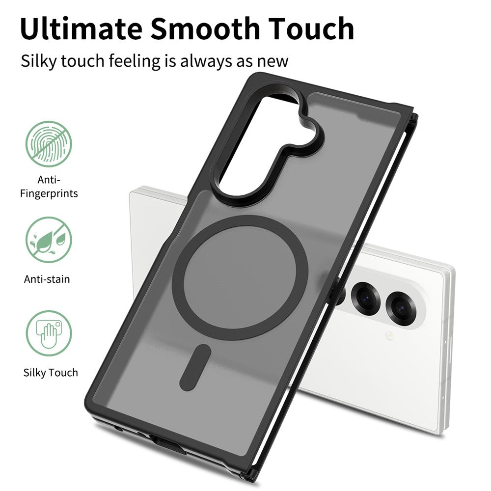 For-Samsung-Galaxy-Z-Fold7-5G-Case-Compatible-with-MagSafe-TPU-Frame-Acrylic-Back-Phone-Cover-Skin-Touch-Black
