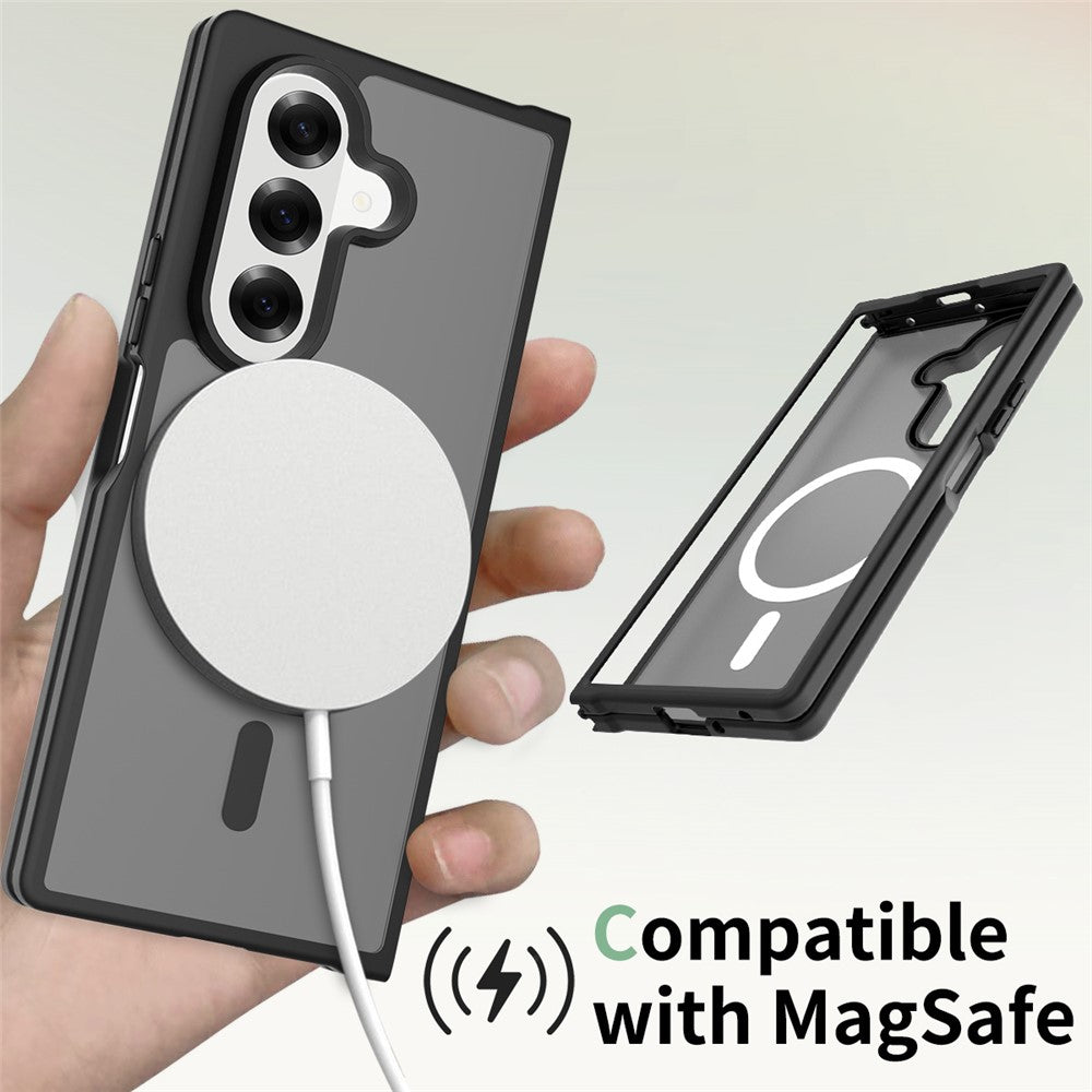 For-Samsung-Galaxy-Z-Fold7-5G-Case-Compatible-with-MagSafe-TPU-Frame-Acrylic-Back-Phone-Cover-Skin-Touch-Black