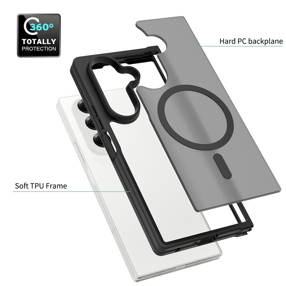 For-Samsung-Galaxy-Z-Fold7-5G-Case-Compatible-with-MagSafe-TPU-Frame-Acrylic-Back-Phone-Cover-Skin-Touch-Black