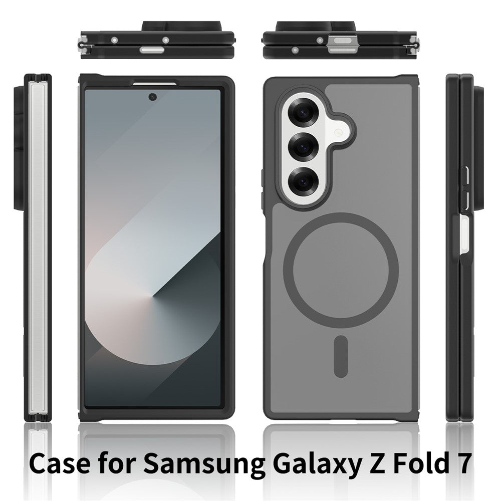 For-Samsung-Galaxy-Z-Fold7-5G-Case-Compatible-with-MagSafe-TPU-Frame-Acrylic-Back-Phone-Cover-Skin-Touch-Black