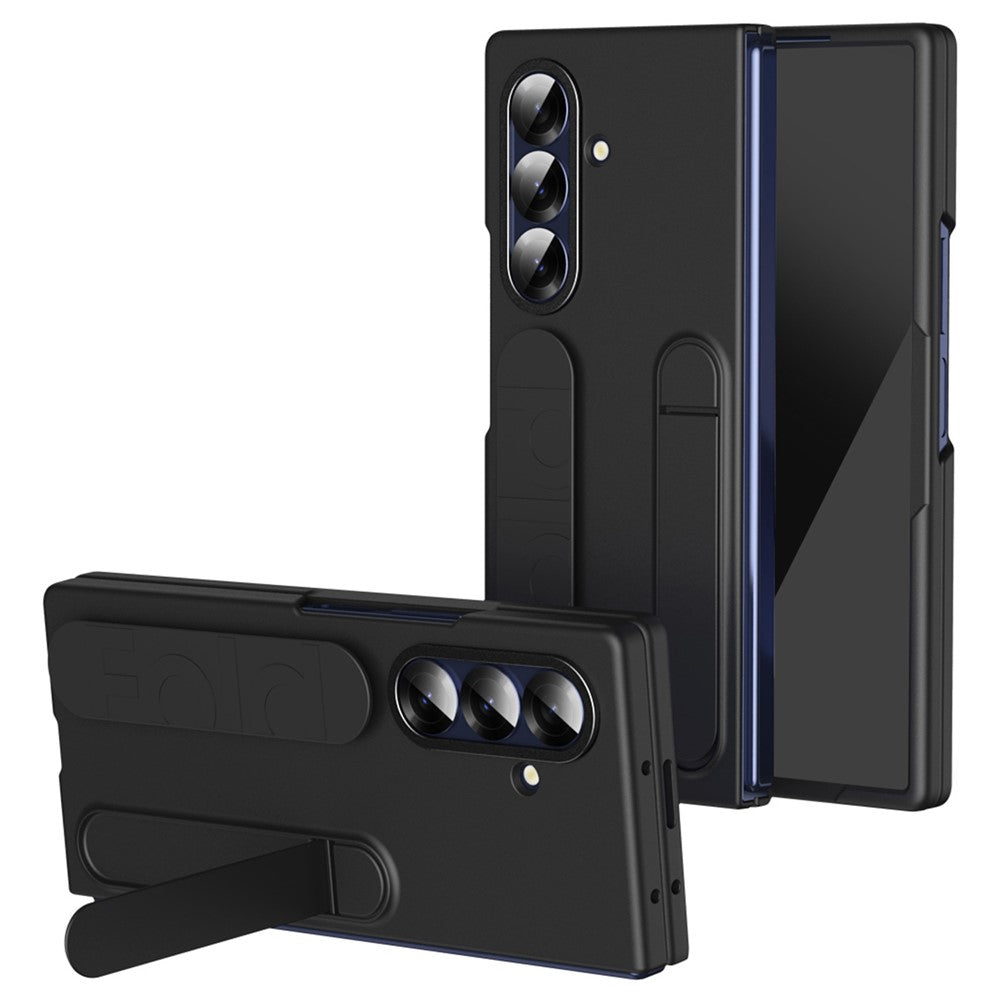 For-Samsung-Galaxy-Z-Fold7-5G-Phone-Case-Kickstand-Wristband-PC-Silicone-Mobile-Cover-Black