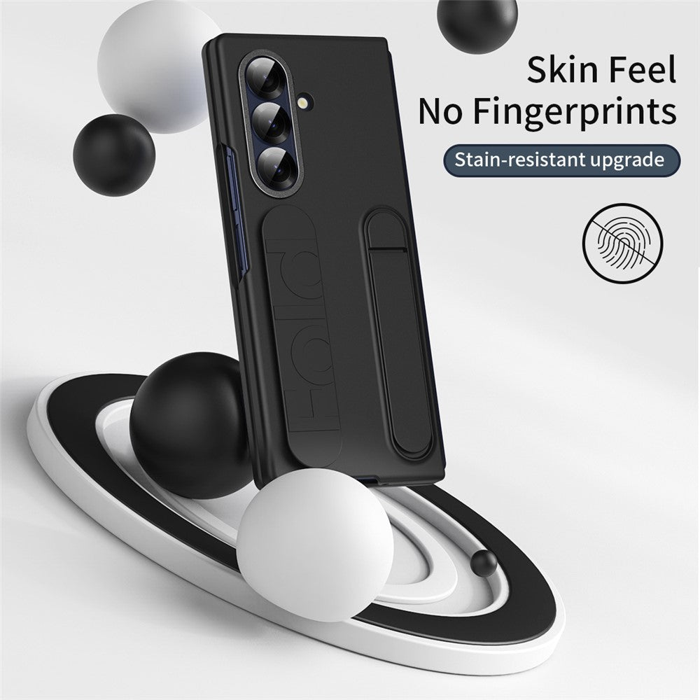 For-Samsung-Galaxy-Z-Fold7-5G-Phone-Case-Kickstand-Wristband-PC-Silicone-Mobile-Cover-Black
