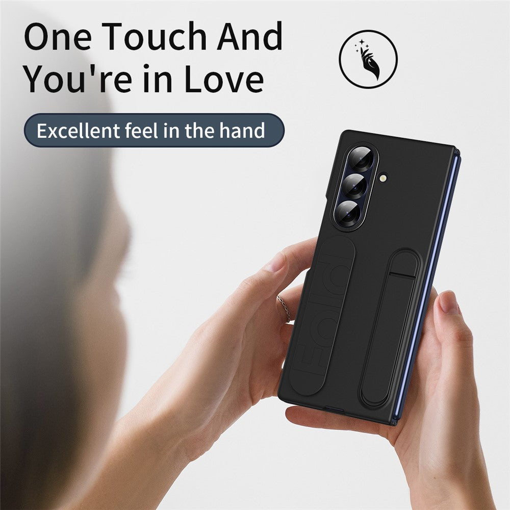 For-Samsung-Galaxy-Z-Fold7-5G-Phone-Case-Kickstand-Wristband-PC-Silicone-Mobile-Cover-Black