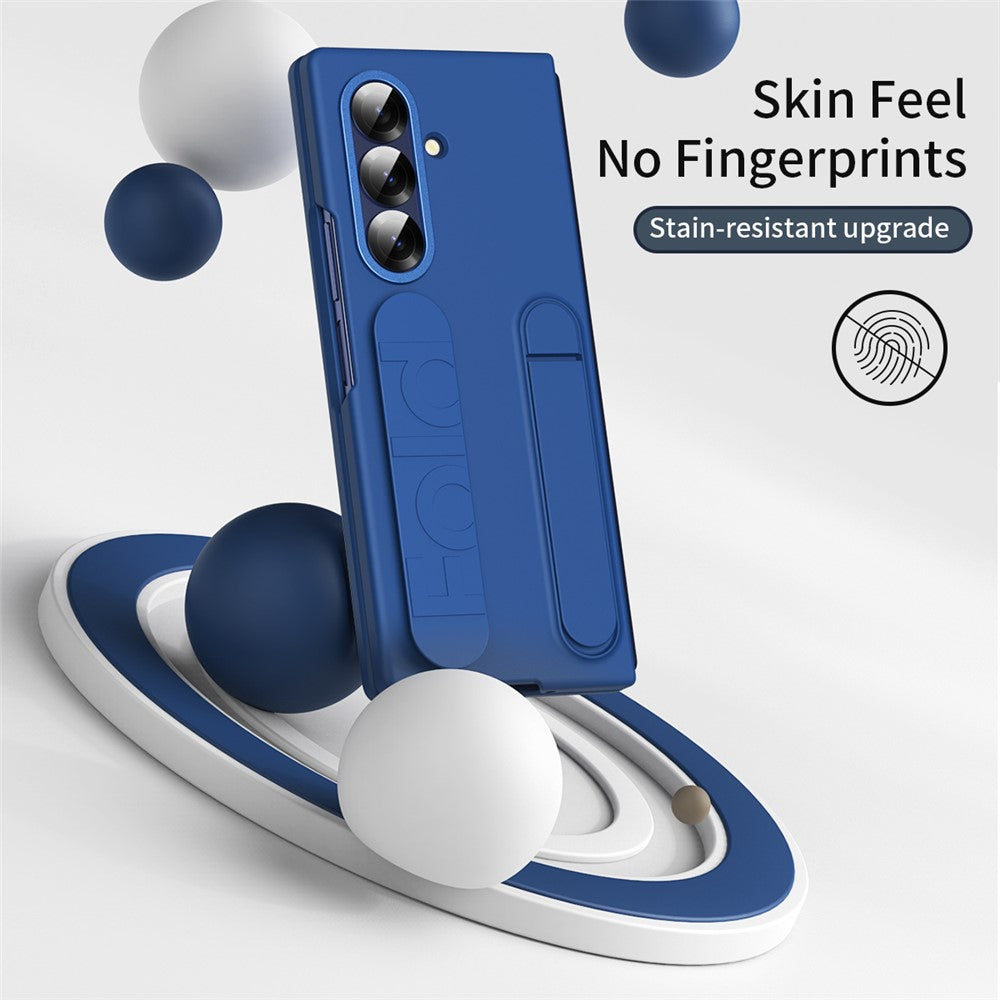 For-Samsung-Galaxy-Z-Fold7-5G-Phone-Case-Kickstand-Wristband-PC-Silicone-Mobile-Cover-Blue
