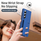 For-Samsung-Galaxy-Z-Fold7-5G-Phone-Case-Kickstand-Wristband-PC-Silicone-Mobile-Cover-Blue