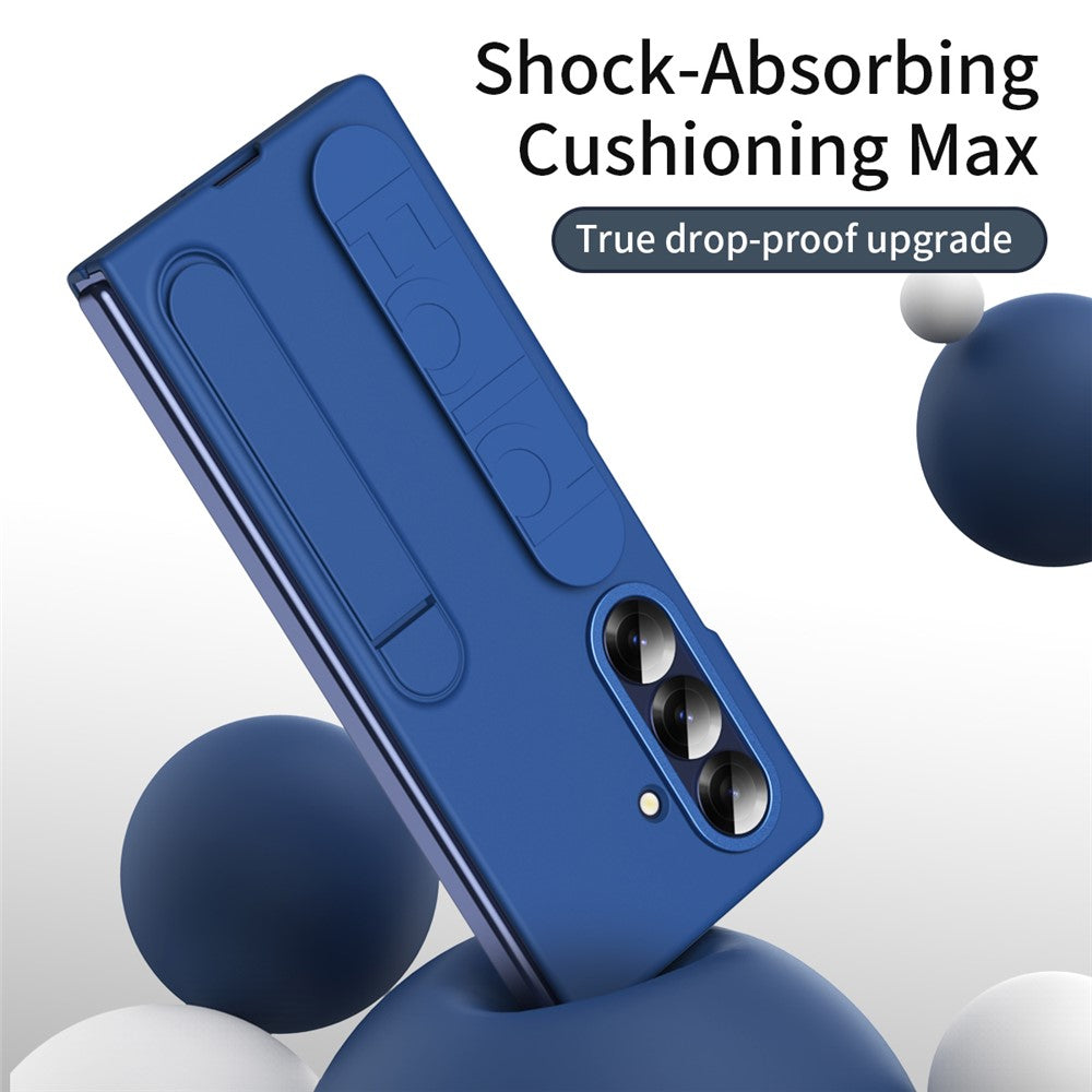 For-Samsung-Galaxy-Z-Fold7-5G-Phone-Case-Kickstand-Wristband-PC-Silicone-Mobile-Cover-Blue