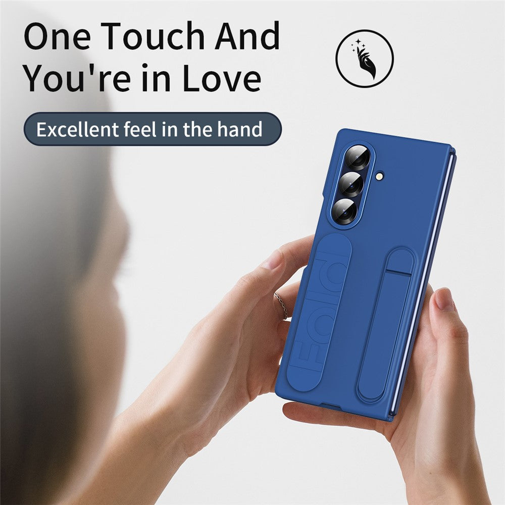 For-Samsung-Galaxy-Z-Fold7-5G-Phone-Case-Kickstand-Wristband-PC-Silicone-Mobile-Cover-Blue