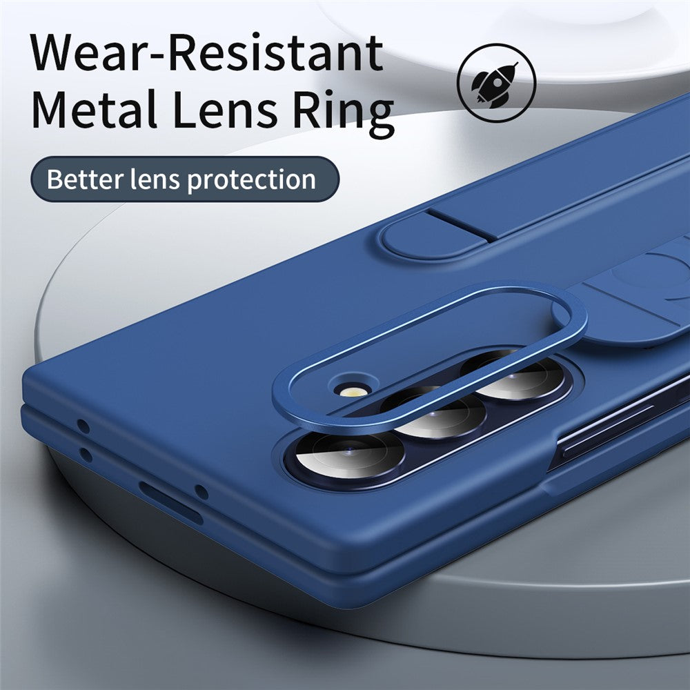 For-Samsung-Galaxy-Z-Fold7-5G-Phone-Case-Kickstand-Wristband-PC-Silicone-Mobile-Cover-Blue
