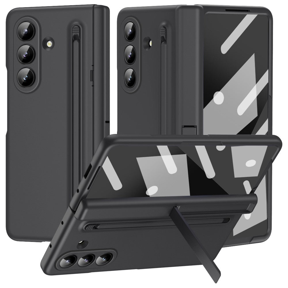 For-Samsung-Galaxy-Z-Fold7-5G-Case-Kickstand-PC-Phone-Back-Cover-with-Stylus-and-Tempered-Glass-Film-Black