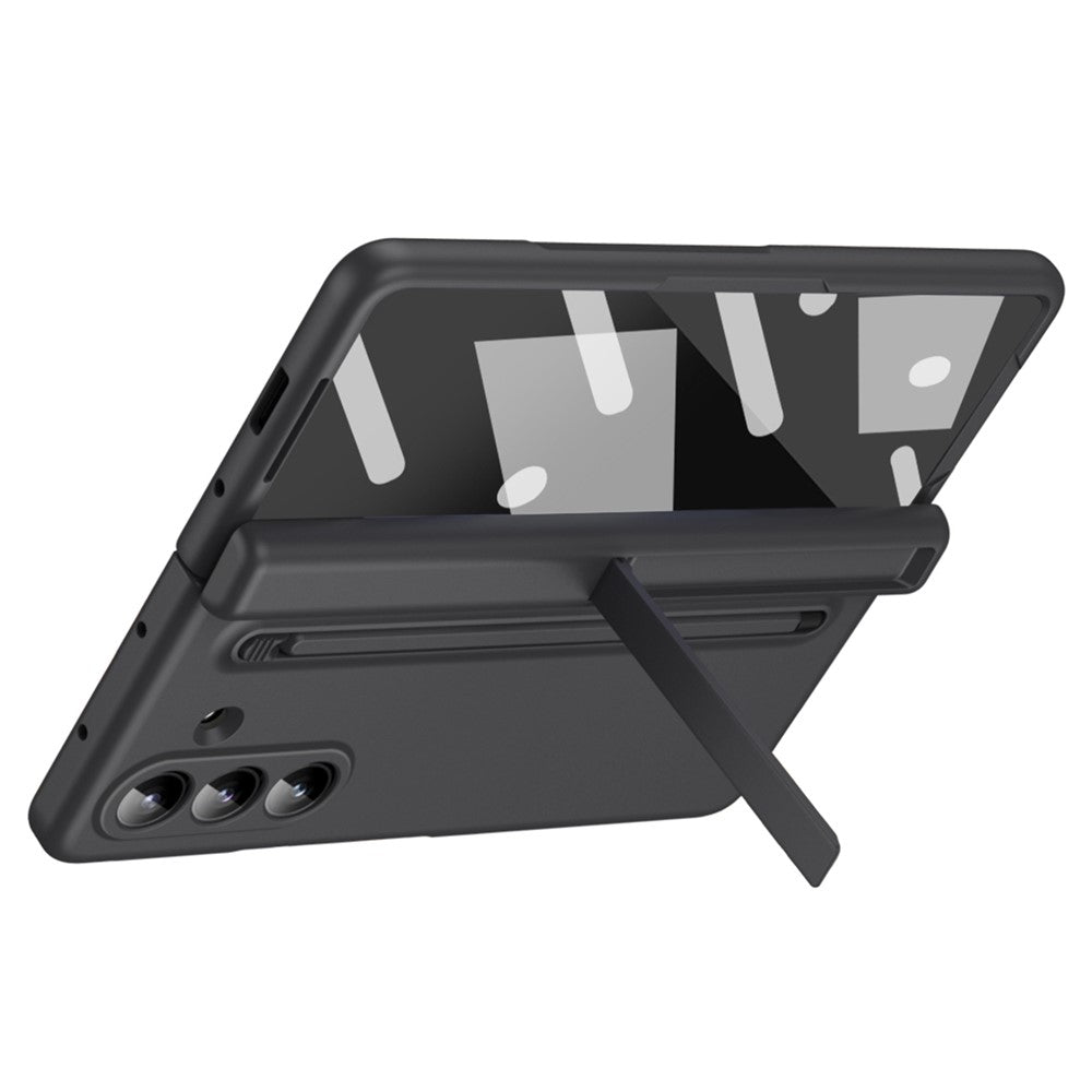 For-Samsung-Galaxy-Z-Fold7-5G-Case-Kickstand-PC-Phone-Back-Cover-with-Stylus-and-Tempered-Glass-Film-Black