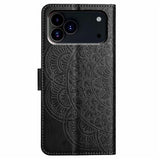 For-iPhone-17-Pro-Leather-Case-with-Card-Slots-Mandala-Pattern-Phone-Cover-Stand-Black