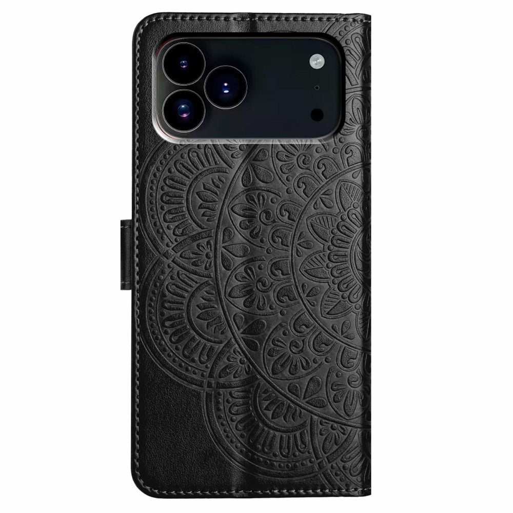 For-iPhone-17-Pro-Leather-Case-with-Card-Slots-Mandala-Pattern-Phone-Cover-Stand-Black