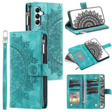 For-Samsung-Galaxy-A17-5G-/-A17-4G-/-A26-5G-Wallet-Case-Mandala-Flower-Pattern-PU-Leather-Phone-Cover-with-Wrist-Strap-Mint-Green