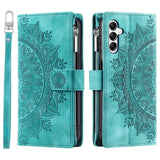 For-Samsung-Galaxy-A17-5G-/-A17-4G-/-A26-5G-Wallet-Case-Mandala-Flower-Pattern-PU-Leather-Phone-Cover-with-Wrist-Strap-Mint-Green