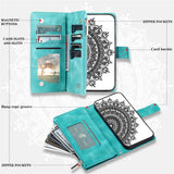 For-Samsung-Galaxy-A17-5G-/-A17-4G-/-A26-5G-Wallet-Case-Mandala-Flower-Pattern-PU-Leather-Phone-Cover-with-Wrist-Strap-Mint-Green