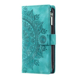 For-Samsung-Galaxy-A17-5G-/-A17-4G-/-A26-5G-Wallet-Case-Mandala-Flower-Pattern-PU-Leather-Phone-Cover-with-Wrist-Strap-Mint-Green