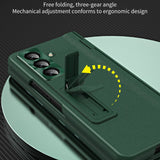 For-Samsung-Galaxy-Z-Fold7-5G-Case-with-Tempered-Glass-Film-Kickstand-PC-+-PU-Leather-Folding-Phone-Cover-Black